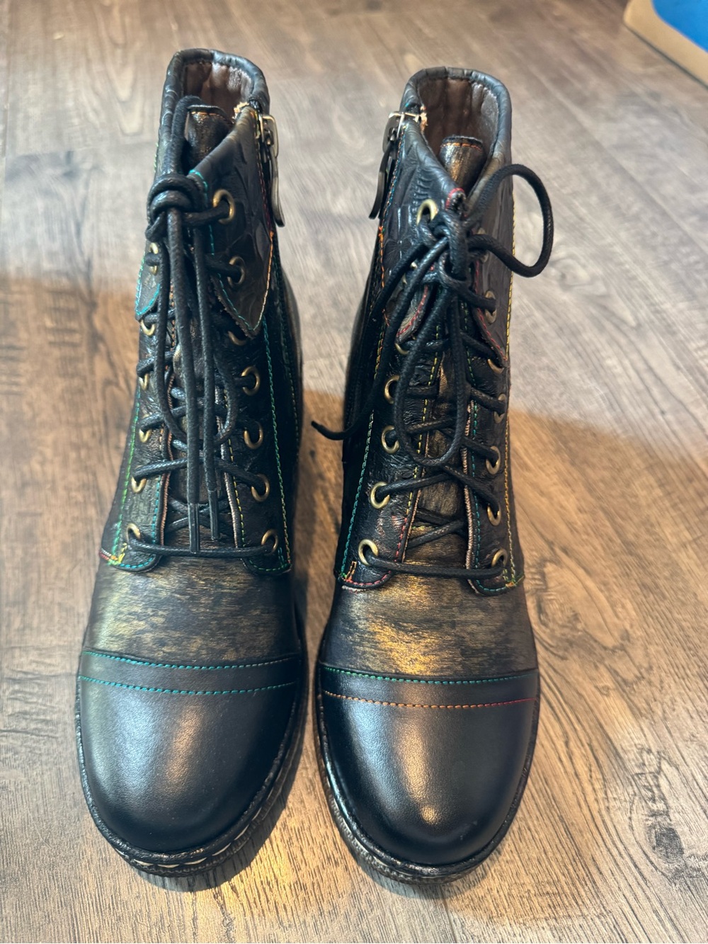L’Artiste Spring Step Leather Lace Up Boots Fallinluv Size 37 6.5 - 7 New - Picture 2 of 6